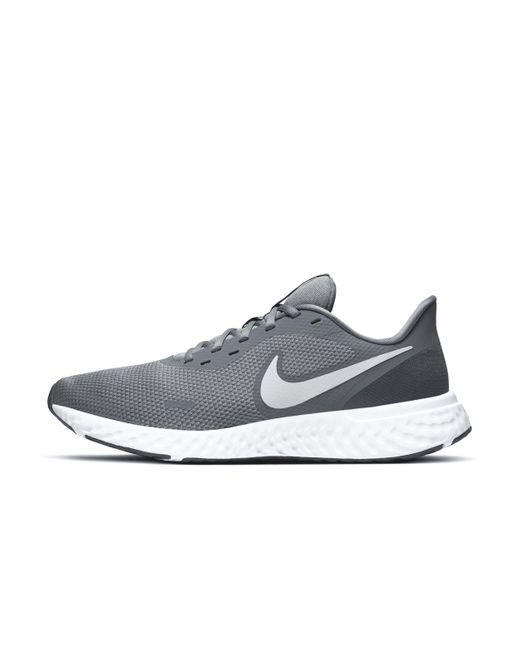 Nike Gray Revolution 5 Road Running Shoes for men