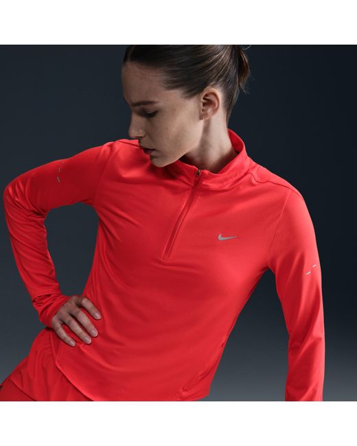 Nike Red Swift Dri-Fit Uv 1/4-Zip Running Top