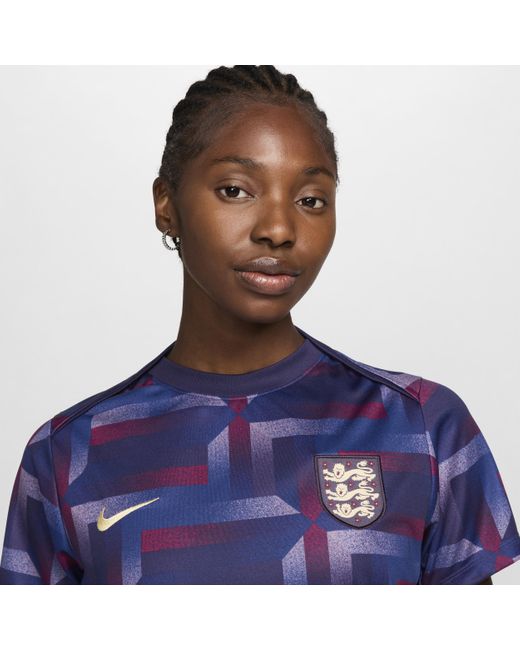Nike Blue England Academy Pro Dri-fit Football Pre-match Short-sleeve Top Polyester