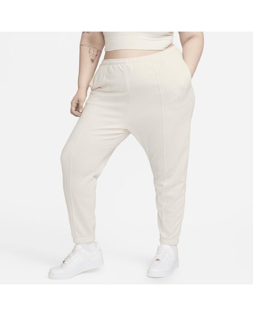 Pantaloni tuta a vita alta in french terry sportswear chill terry di Nike in Natural