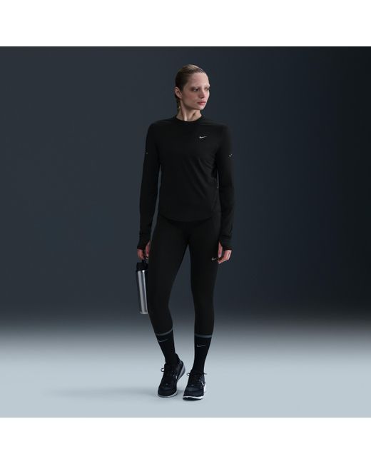 Nike Blue Swift Dri-Fit Uv Long-Sleeve Crew-Neck Running Top