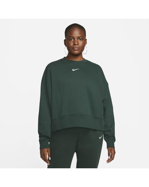 Nike Sportswear Collection Essentials Oversized Fleece Crew Sweatshirt in  Green (Yellow) | Lyst Australia