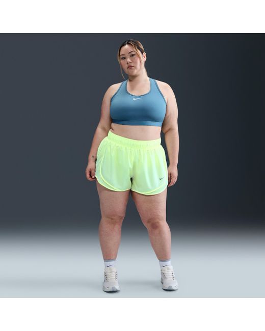 Nike Blue Tempo Dri-Fit Mid-Rise 3" Brief-Lined Running Shorts (Plus Size)