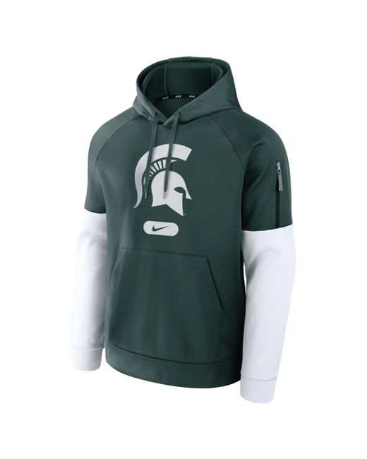 Nike Green Michigan State Spartans Fitness MenâS Therma College Pullover Hoodie for men