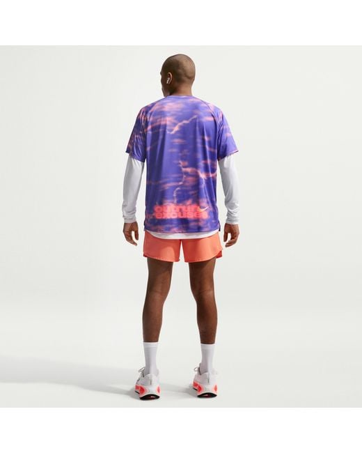 Nike Stride Dri-Fit Adv Short-Sleeve Running Top in Purple for Men