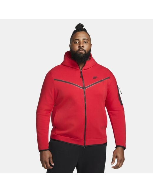 Nike Sportswear Tech Fleece Full-zip Hoodie in Red for Men | Lyst