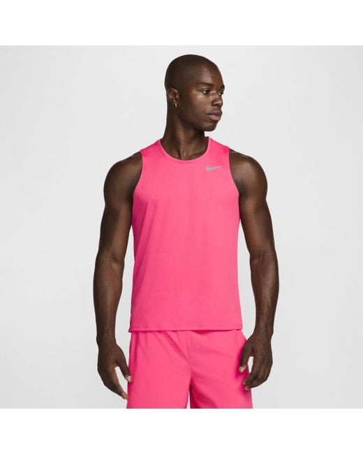 Nike Pink Miler Dri-Fit Running Tank Top for men