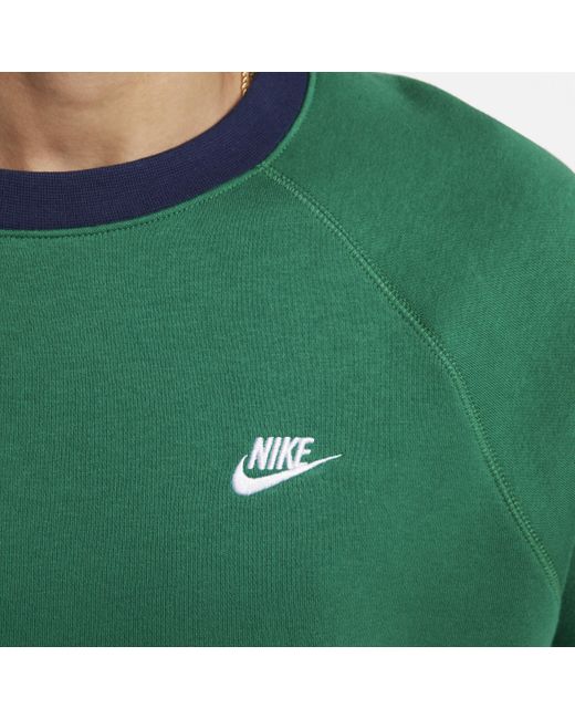 Felpa a girocollo con manica lunga a raglan club fleece di Nike in Green da Uomo