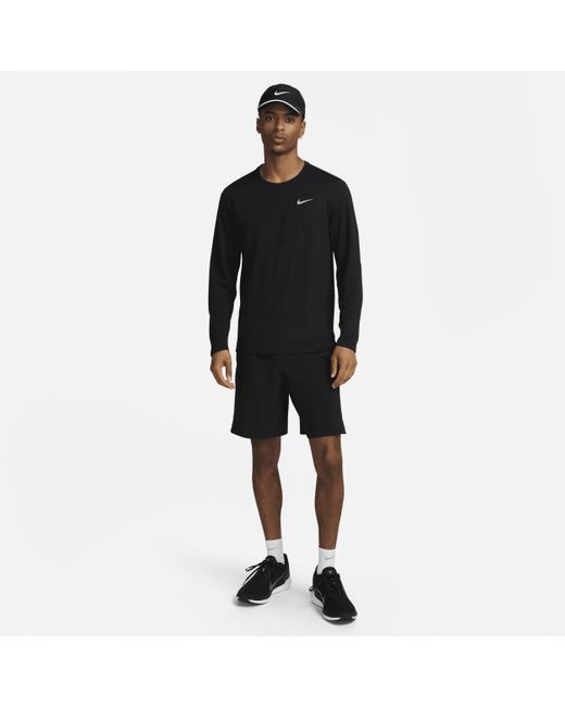 Nike Black Miler Dri-Fit Uv Long-Sleeve Running Top for men
