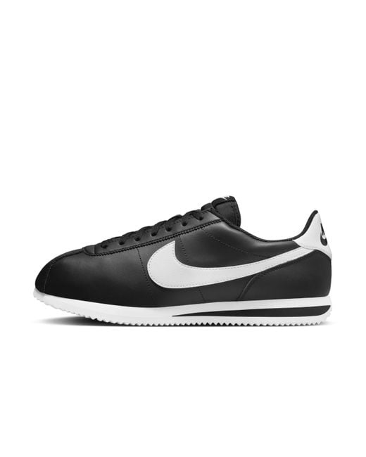 Nike Black Cortez Leather Shoes for men