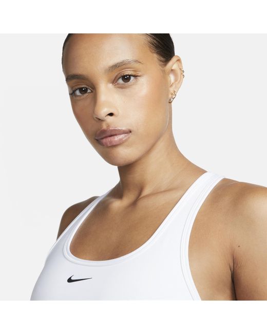 Nike Swoosh Light-support Non-padded Sports Bra Polyester in White