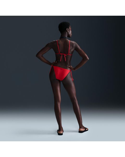 Nike Red Swim Swoosh Link Terry Triangle Bikini Top