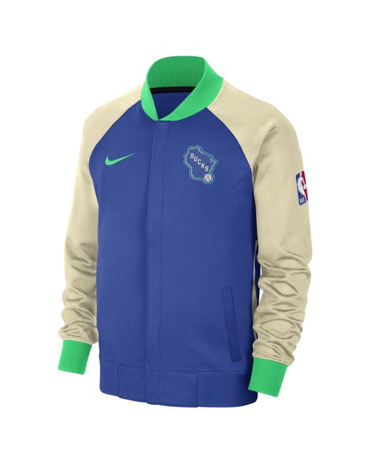 Nike Blue Milwaukee Bucks Showtime City Edition Dri-fit Full-zip Long-sleeve Jacket 50% Recycled Polyester for men