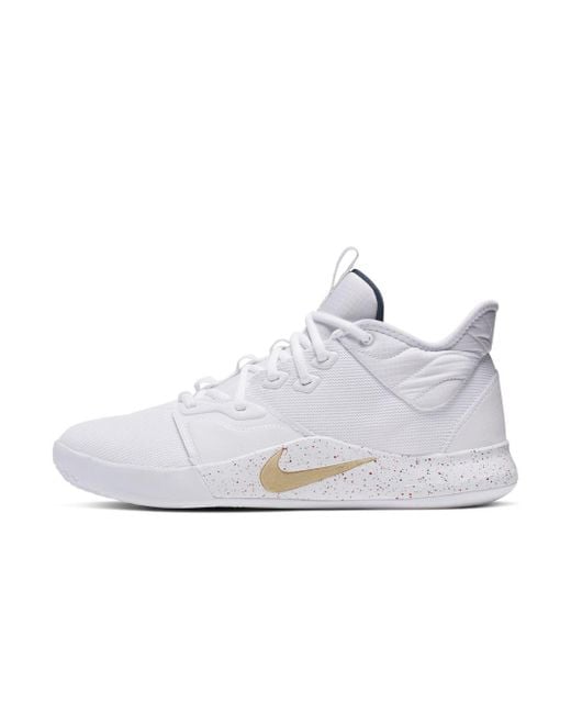 Nike White Pg 3 Basketball Shoe for men