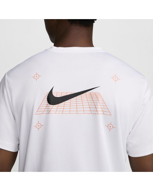 Nike White Miler Short-Sleeve Graphic Running Top for men