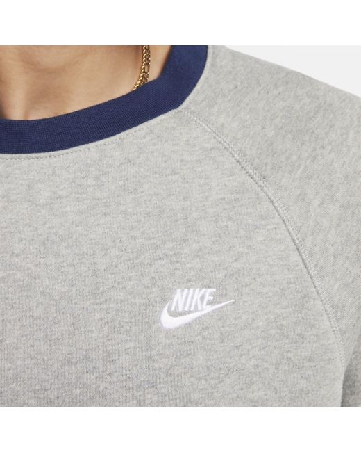 Nike Gray Club Fleece Long-sleeve Raglan Crew Polyester for men