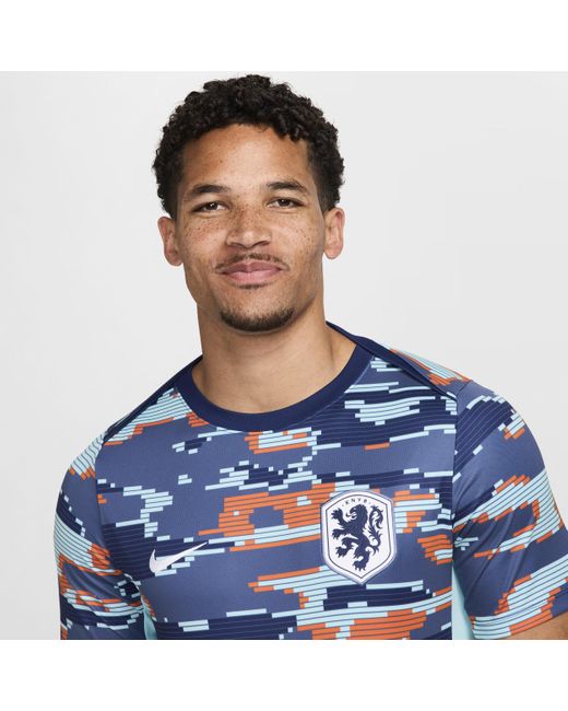 Nike Blue Netherlands Academy Pro Dri-fit Football Pre-match Short-sleeve Top Polyester for men