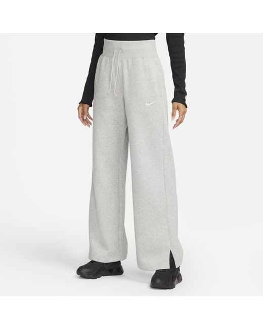 Nike Sportswear Phoenix Fleece High-waisted Wide-leg Sweatpants in Gray ...