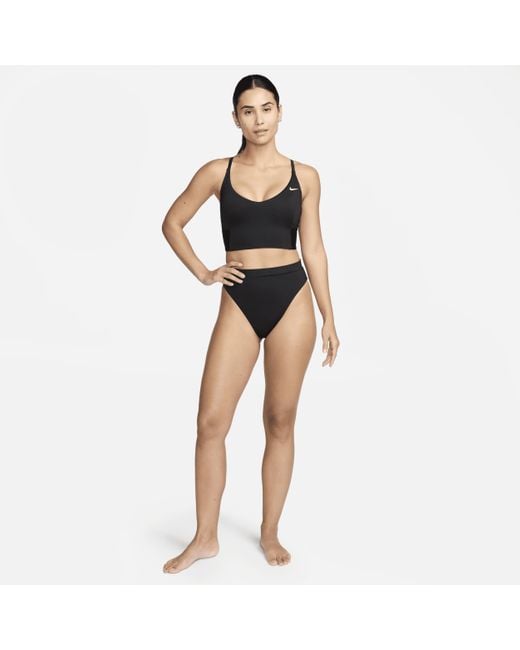 Nike Black Swim V-neck Midkini Top