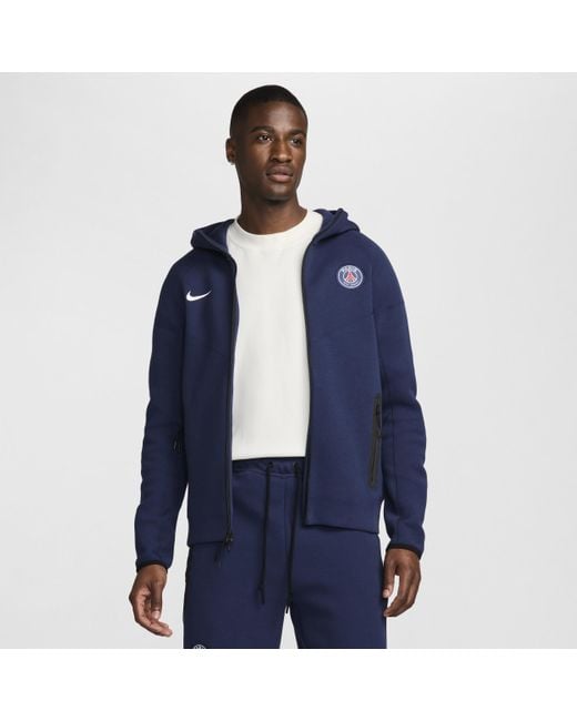 Nike Paris Saint Germain Tech Fleece Windrunner Football Full Zip Hoodie in Blue for Men Lyst UK