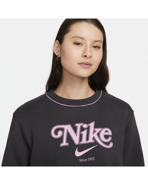 Nike Black Sportswear Fleece Crew-neck Sweatshirt Polyester