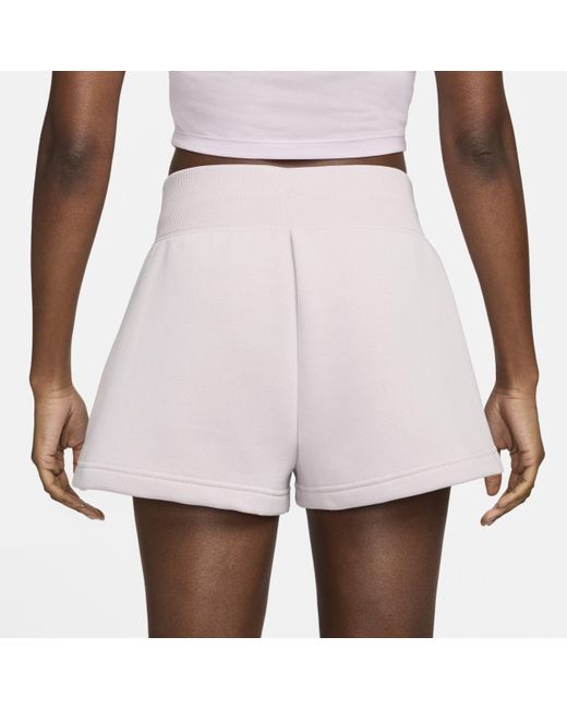 Nike White Sportswear Phoenix Fleece High-waisted Loose Shorts Cotton