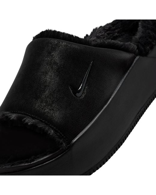 Nike Black Calm Elevation Fur Slides