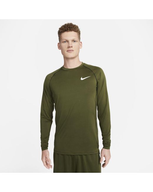 Nike Synthetic Pro Dri-fit Slim Fit Long-sleeve Top in Green for Men | Lyst