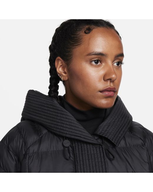 Nike Black Sportswear Swoosh Puffer Primaloft® Therma-fit Oversized Hooded Jacket 50% Recycled Polyester