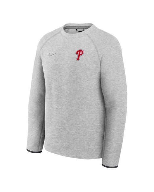 Nike Gray Philadelphia Phillies Tech Fleece Mlb Pullover Crew for men