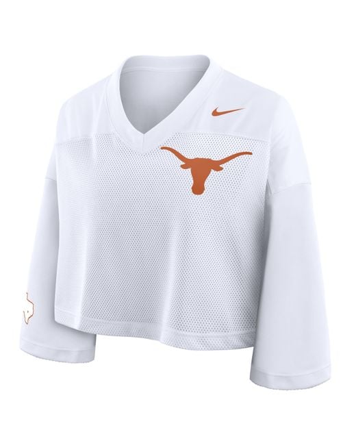 Nike White Texas Jersey Dri-Fit College Cropped Top