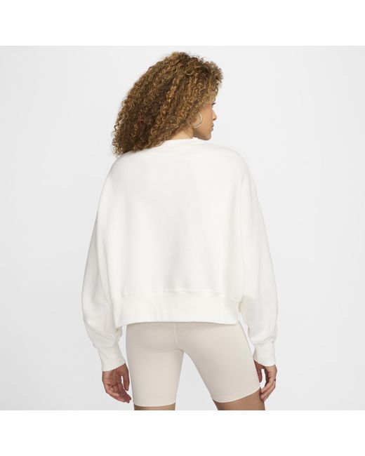 Nike White Sportswear Phoenix Fleece Over-oversized Crew-neck Graphic Sweatshirt