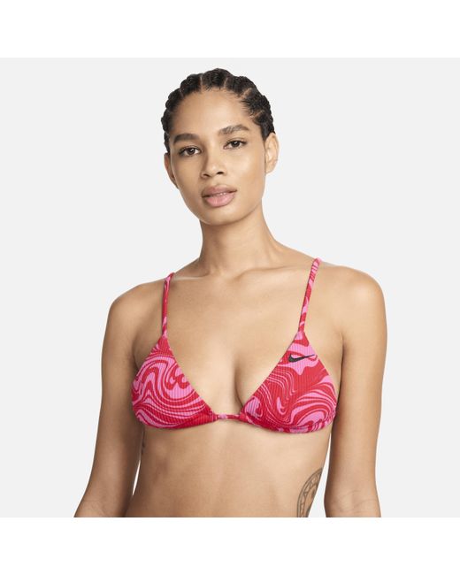Nike Pink Swim Swirl String Bikini Top