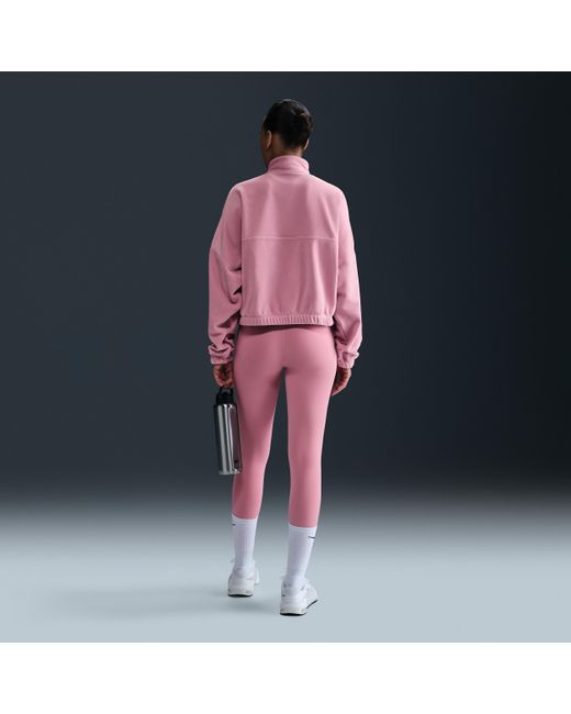 Nike Pink One Therma-Fit Oversized 1/2-Zip Fleece Top