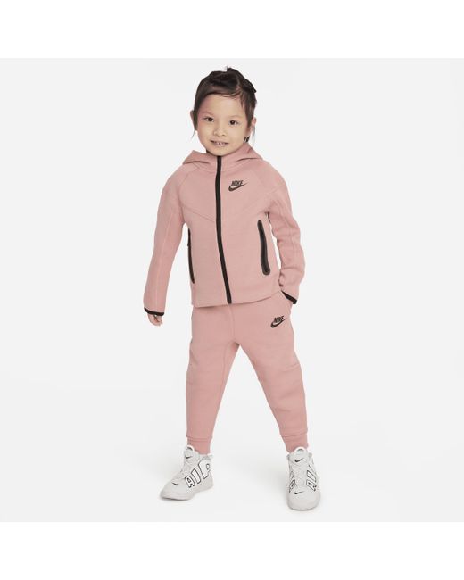 Nike Pink Sportswear Tech Fleece Full-zip Set Toddler 2-piece Hoodie Set