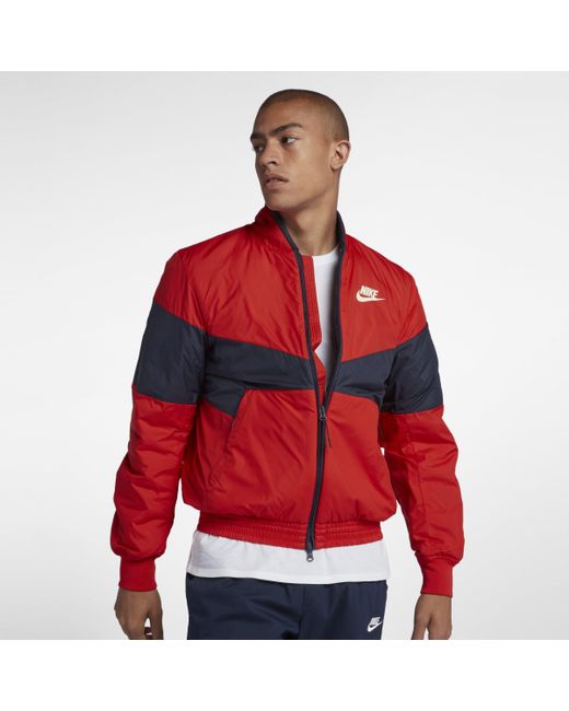 Nike Red Sportswear Synthetic-fill Graphic Bomber Jacket for men