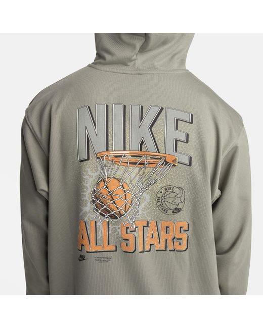 Nike Gray Standard Issue Dri-fit French Terry Pullover Basketball Hoodie for men