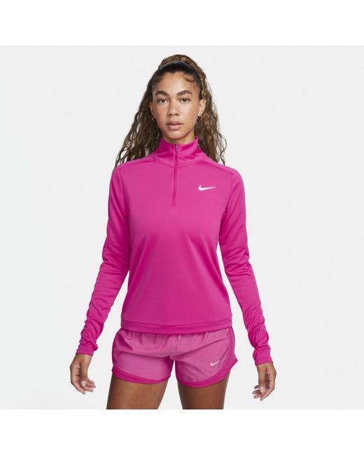 Nike Pink Dri-fit Pacer 1/4-zip Sweatshirt Polyester