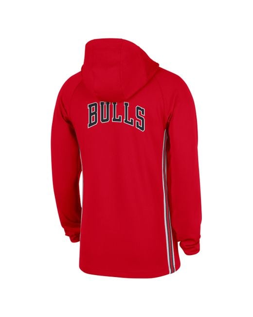 Nike Red Chicago Bulls Zoned Dri-Fit Nba 1/4-Zip Hoodie for men