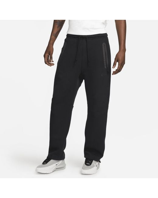 Nike Black Sportswear Tech Fleece Open-hem Tracksuit Bottoms Cotton/polyester 50% Sustainable Blends for men