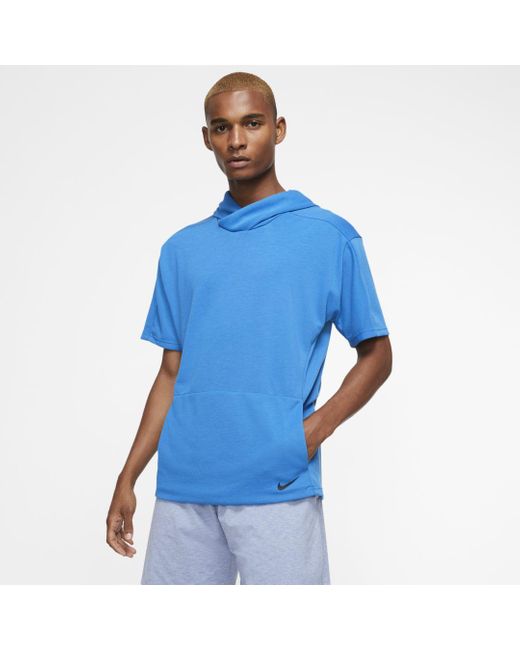 Nike Blue Yoga Dri-fit Short-sleeve Pullover Hoodie for men