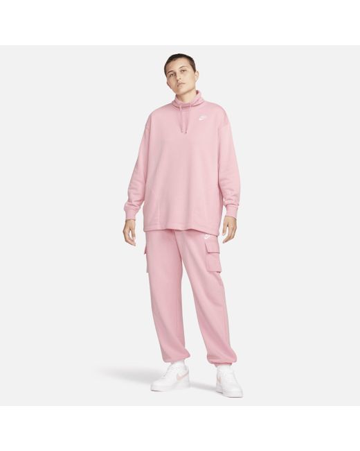 Nike Pink Sportswear Club Fleece Oversized Mock-neck Sweatshirt