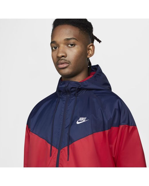 Nike Synthetic Sportswear Windrunner Hooded Jacket in Navy/Red (Red) for Men  - Save 39% | Lyst UK