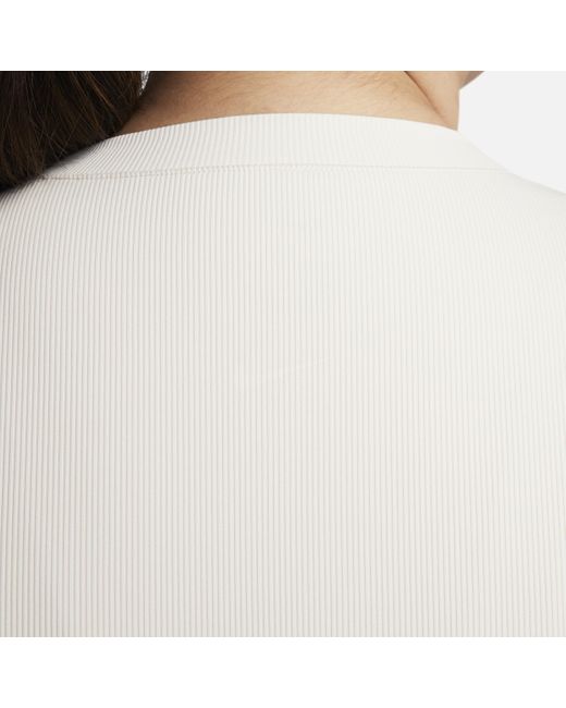 Nike White Zenvy Rib Dri-fit Short-sleeve Cropped Top Nylon