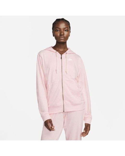 Nike Cotton Sportswear Gym Vintage Full-zip Hoodie in Pink | Lyst