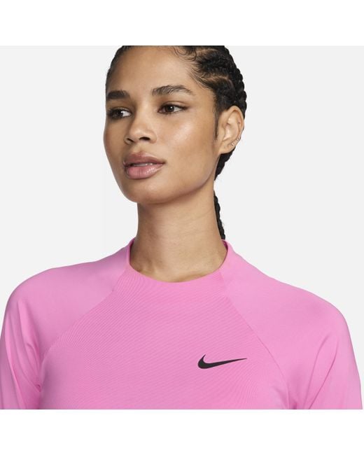 Nike Pink Essential Long-sleeve Hydroguard Swim Shirt