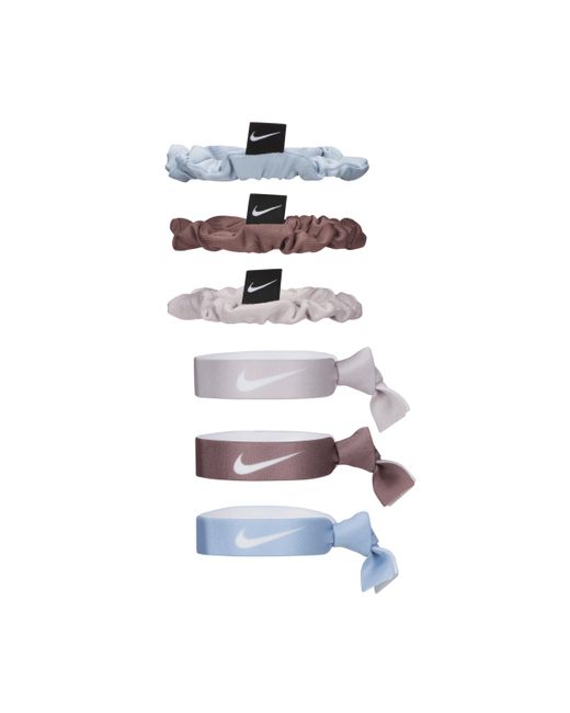 Nike White Velvet And Elastic Hairbands (6 Pack)