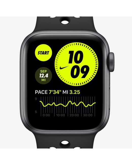 Nike Black Apple Watch Series 6 With Sport Band 44mm Space Gray Aluminum Case for men