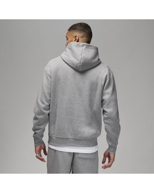 Nike Gray Jordan Brooklyn Fleece Printed Pullover Hoodie Cotton for men