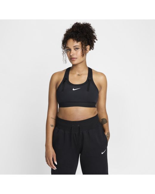 Nike Black (m) Swoosh Nursing And Wearable Pump-compatible Sports Bra (maternity)